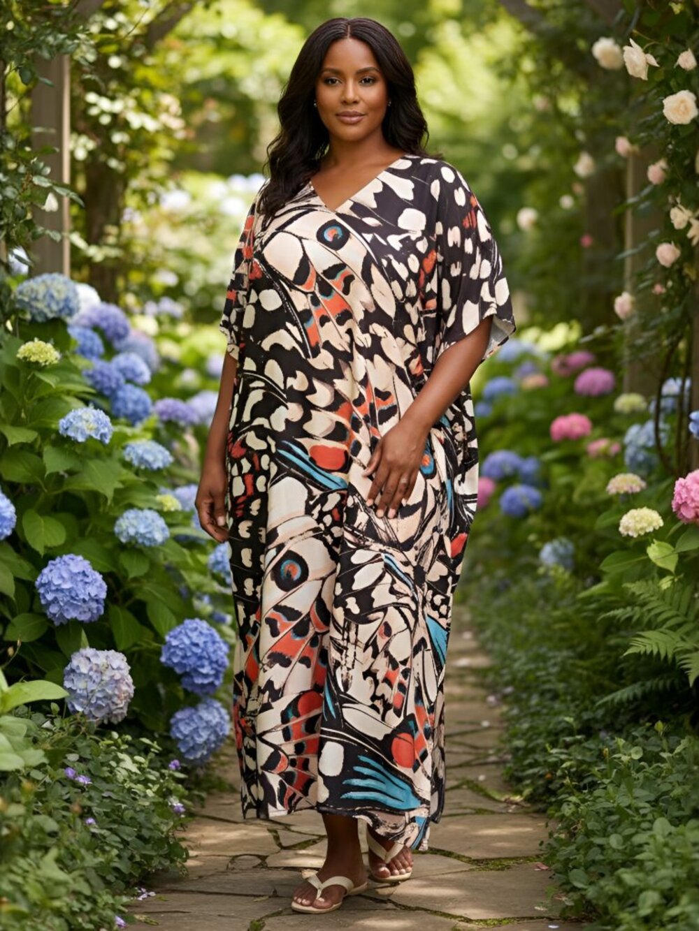 Plus Size Cover Up Caftan Dress Loose Long Resort Outfit Maxi Dresses for Women